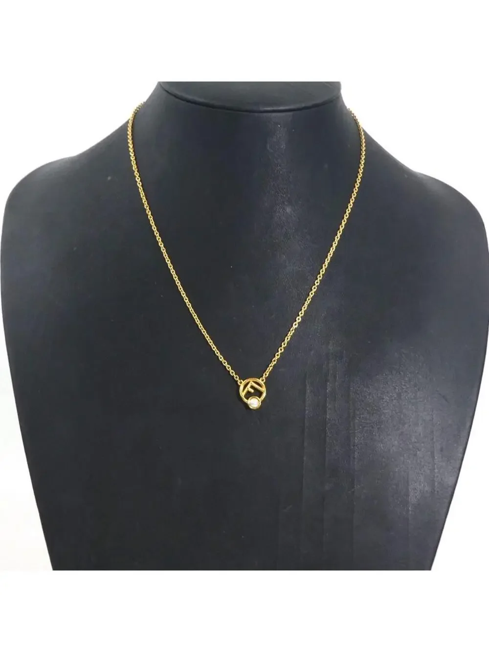 Auth Fendi Necklace Gold/White #302612F16B